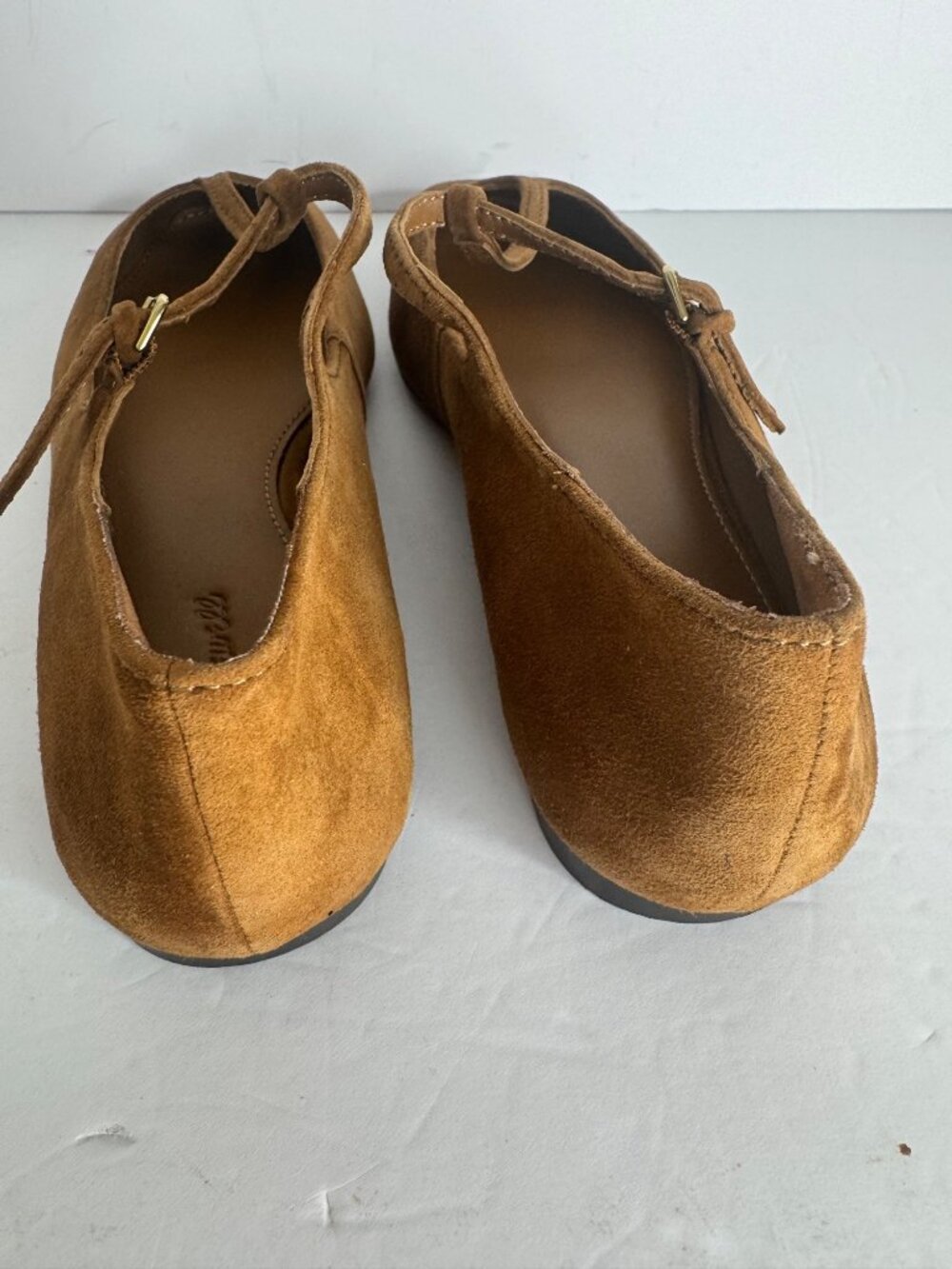 Madewell The Mylie T-Strap Flat Shoes Tan Suede Size 8 New - Picture 5 of 7